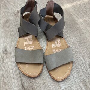 Sorel Ella Sandal - Ash Brown Suede Elastic Strap - Women's Size 9